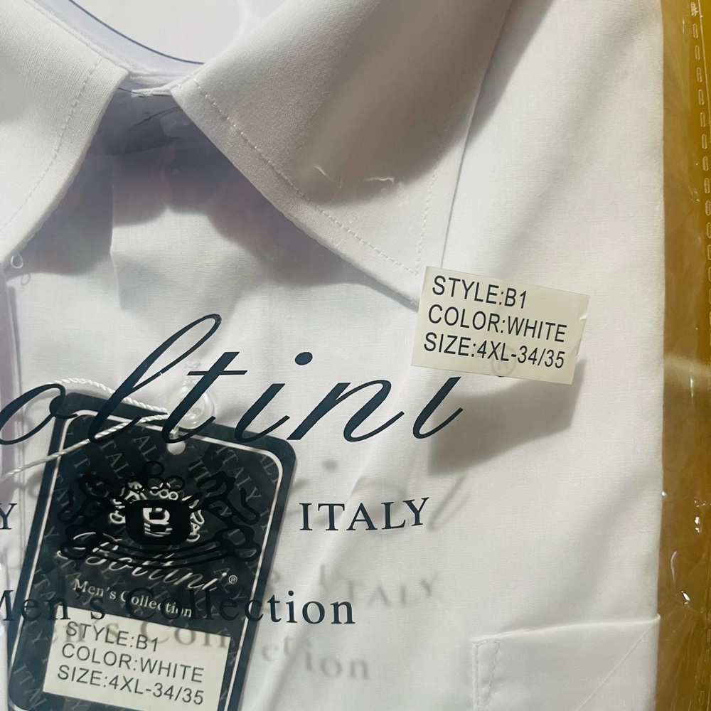 White Boltini Italy Men's Collection Long Sleeve Dress Shirts Convertible Cuffs.